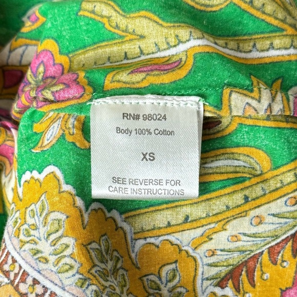 LOVE THE LABEL Floral Paisley Puff Long Sleeve Ruffle V-Neck Tie Front Top XS - Picture 5 of 5